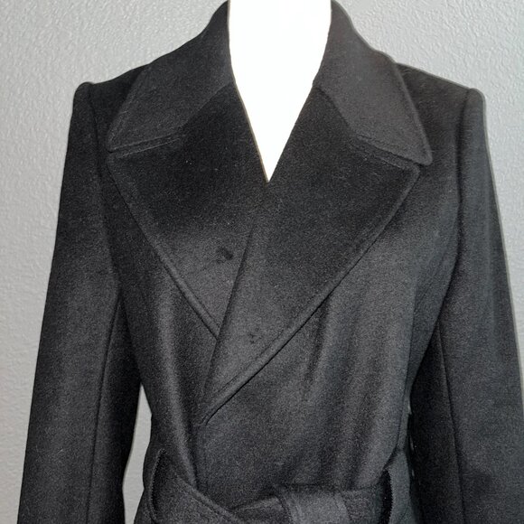 LAUREN RALPH LAUREN WOOL BLEND BELTED WRAP TRENCH COAT BLACK NEW WITH TAGS SZ 6 - Picture 2 of 16